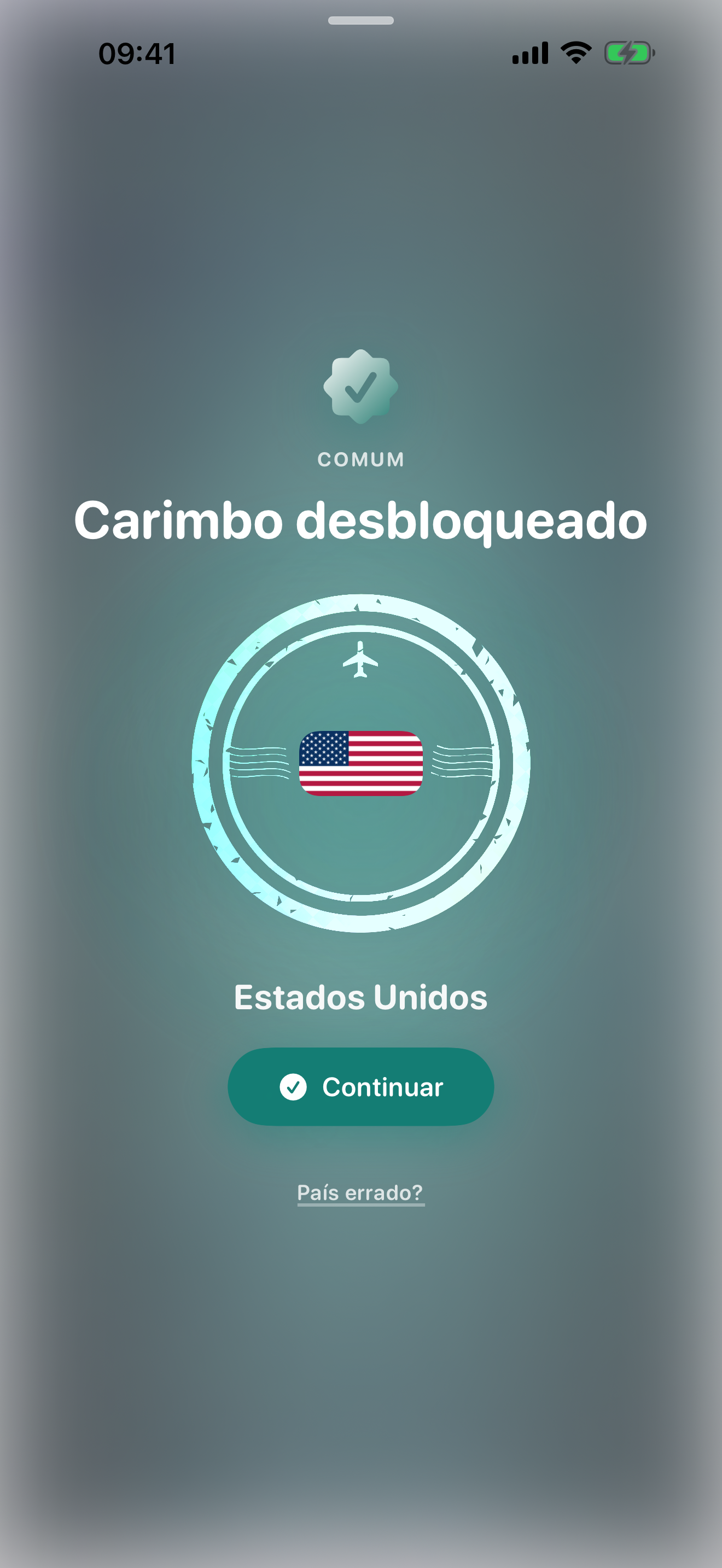 Stamp Hunt screen showing a common stamp being unlocked
